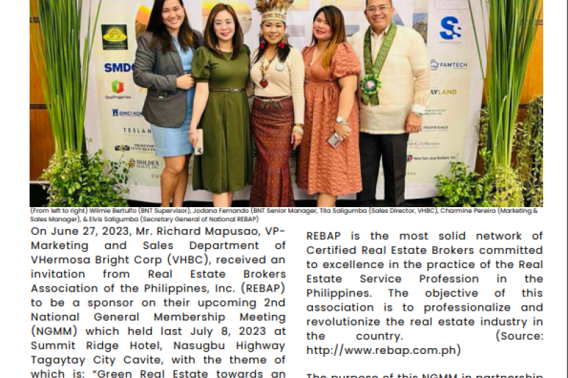 VHermosa starred as a silver sponsor to a very successful event of REBAP held in Tagaytay City.